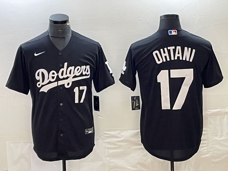 Men Los Angeles Dodgers #17 Ohtani Black Nike Game MLB Jersey style 6